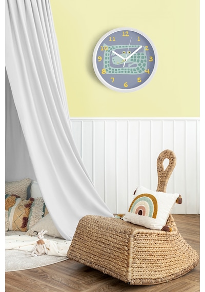 Sevimli Timsah Çocuk Odası Duvar Saati - 35cm - Önü Camlı Beyaz Kasa - Sessiz Mekanizma-jh1058 Beyaz