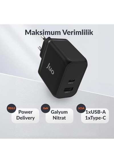 65w Gan Usb-c + Usb-a Şarj Aleti & İpad & & Notebook Uyumlu Pd Hızlı Şarj Cihazı