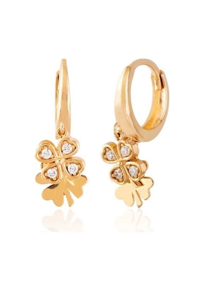 Sembol Gold Yonca Altın Küpe 14 Ayar Rose Gold