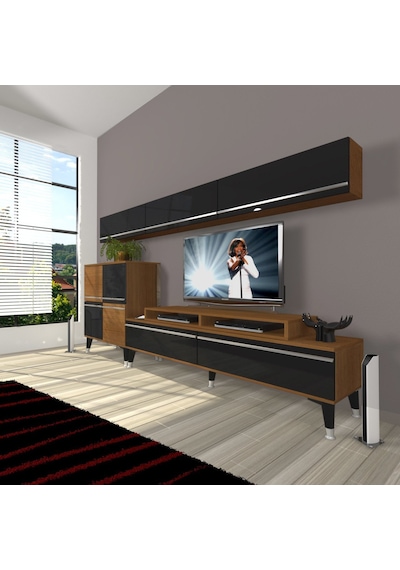 Decoraktiv Ekoflex 8 Mdf Silver Tv Ünitesi Tv Sehpası Ceviz - Siyah