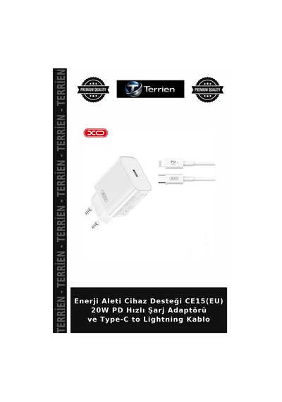 Enerji Aleti Cihaz Desteği Ce15 Eu 20w Pd Hızlı Şarj Adaptörü Ve Type-c To Lightning Kablo
