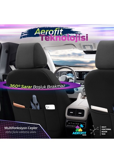 Otom Yeni Carbon Design 3D Dokulu Kumaş Oto Koltuk Kılıfı Tam Set 553380975