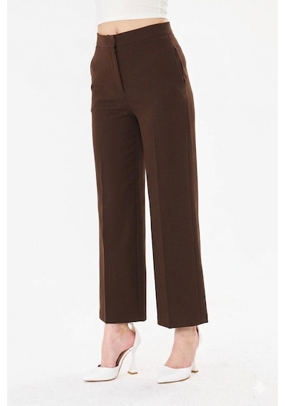 Sortie Collection Yüksek Bel Bol Paça Pantolon Kahverengi