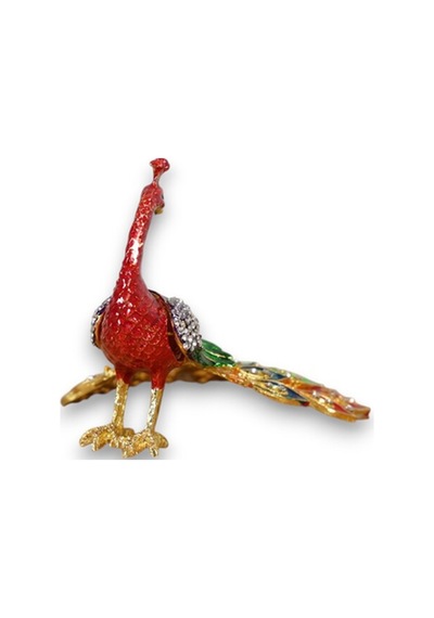 Aşağı Kuyruklu Tavuskuşu Biblo Taşlı & Zarif Dekoratif Obje 10 X 17 CM
