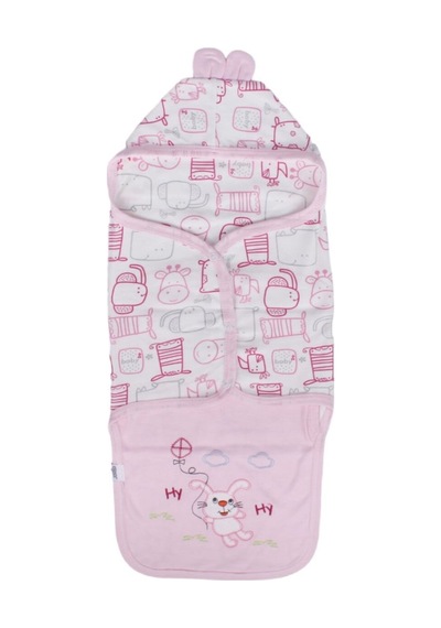 Unisex Pembe Renkli Hayvan Desenli Kundak Battaniye Çok Renkli