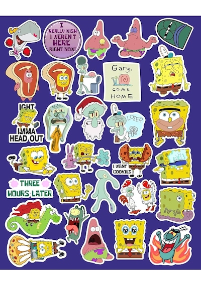 Sünger Bob Kare Şort Seri 2 Sticker Telefon Laptop Notebook Tablet Defter Matara Stiker Etiket