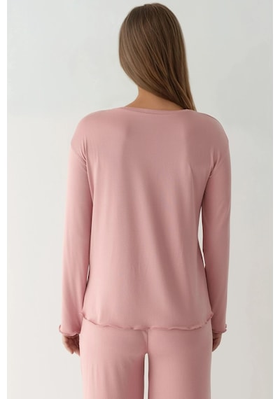 Hiccup Yumuşak Dokulu Rahat Kesim Uzun Kollu Pijama Takımı Toz Pembe