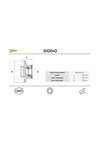 Valeo 502505 Arka Tekerlek Poryası Audi A3 1.6 2003.06 2007.09 1t0501611an