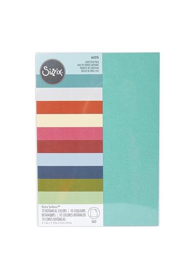 Sizzix Surfacez Cardstock Sheets A4 60pk 10 Botanik Renk , 665276, Çok Renkli, Tek Boyut