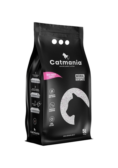 Catmania Bebek Pudrası Kokulu Doğal Bentonit Kedi Kumu  5 L