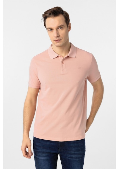 Süvari Gül Kurusu Slim Fit Düz Polo Yaka Tişört Gul Kurusu