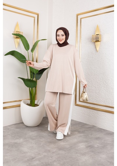 Hira Life Fashion Kadın Efsa Bej Bisiklet Yaka Yanı Şeritli Ve Pantolon Cepli Alt-üst İkili Takım Bej Bej Hira Life Fashion Kadın Efsa Bej Bisiklet Yaka Yanı Şeritli Ve Pantolon Cepli Alt-üst İkili Takım Bej Bej