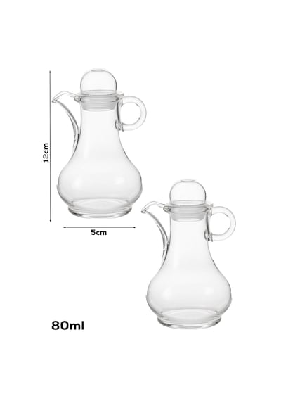 Porsima Pbt-570 Kapaklı Akrilik 2 Li Yağlık Sirkelik Yağdanlık Seti 80ml Şefaf