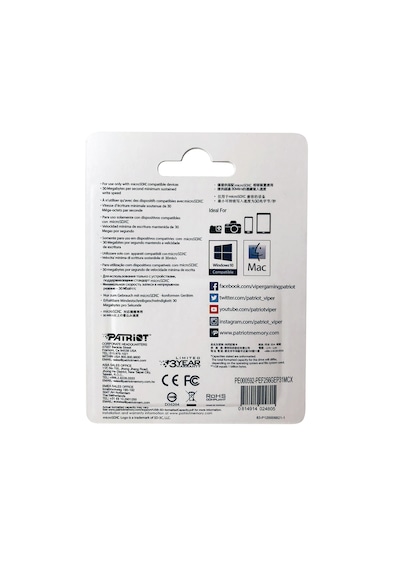 Patriot Ep Series 256gb Microsdxc V30 A1 U3 Class 10 Hafıza Kartı + Sd Adaptör Pef256gep31mcx