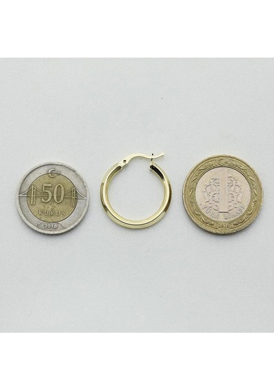 Keskin Altın Halka Küpe Çapı:2.3 Cm Sarı Altın