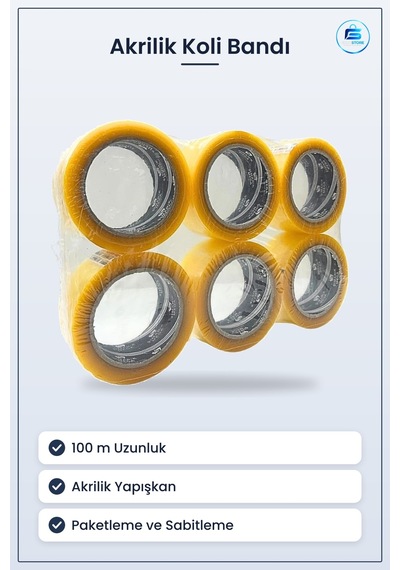 Koli Bandı Akrilik 100 M 1 Adet Paketleme Ve Sabitleme İşleri İçi Diğer