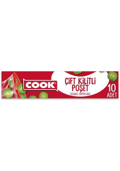 Çift Kilitli Buzdolabı Poşeti, Küçük Boy, 19 X 25 Cm, 10 Yaprak, Zip Kilit