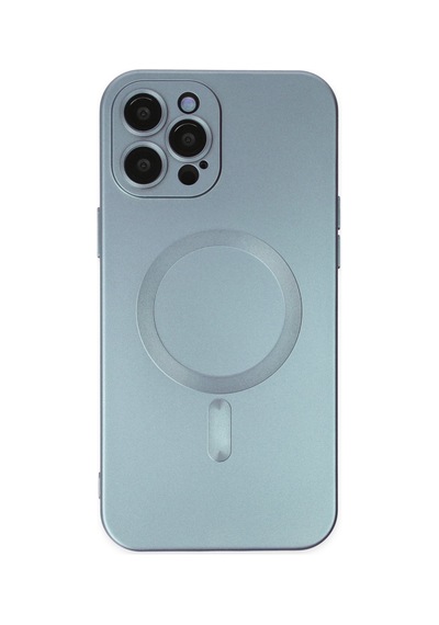 Apple iPhone  Uyumlu-  12 Pro Max Kılıf Moshi Lens Magneticsafe Silikon - Sierra Blue