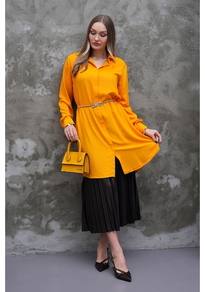 Polologin Butik Turuncu Uzun Gömlek Tunik Turuncu