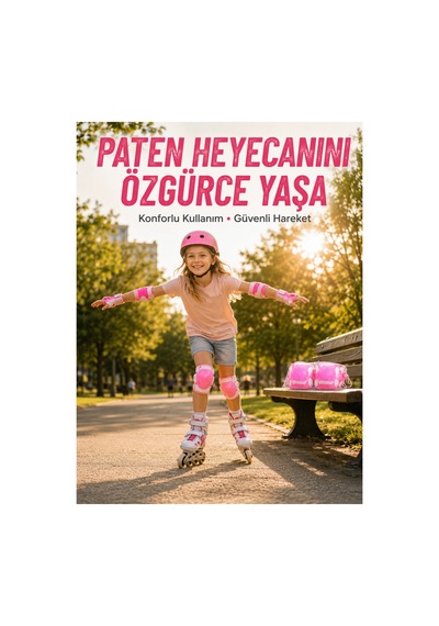 Pembe Çocuk Kaykay Paten Scooter Bisiklet Koruyucu Dizlik Pembe Pembe