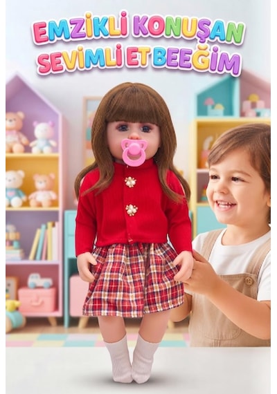 Emzikli Sevimli %100 Et Bebek - 50 Cm Konuşan Gerçekçi Oyun Arkadaşı İnteraktif Eğitici Oyuncak 68849513