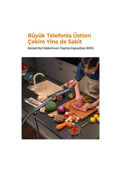 Tekerlekli Vlog Tripod Standı, 360 Döner 3 Kollu 8 Eksen Ayarlanabilir Telefon Standı, Bluetooth Kumandalı Profesy Diğer