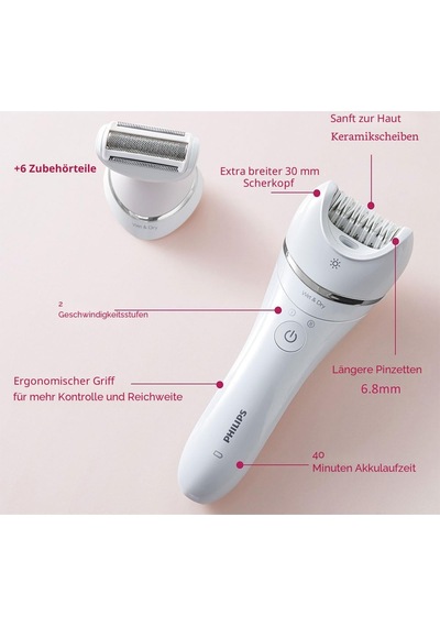 Philips Epilatör Serisi 8000, Bacaklar Ve Vücut İçin Kablosuz Islak Ve Kuru Epilatör, Kadınlar İçin Epilasyon Cihazı
