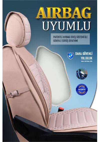 Opel Combo 3 Tekli Lüx Deri Oto Koltuk Kılıfı Ön Arka Takım Safir Bej