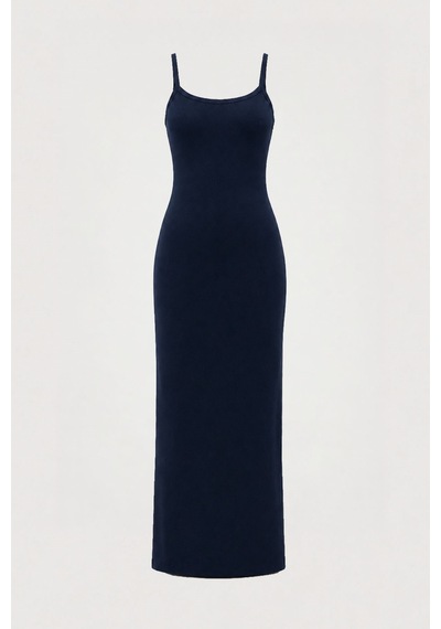 Suud Collection Lacivert Rae Askılı Basic Elbise