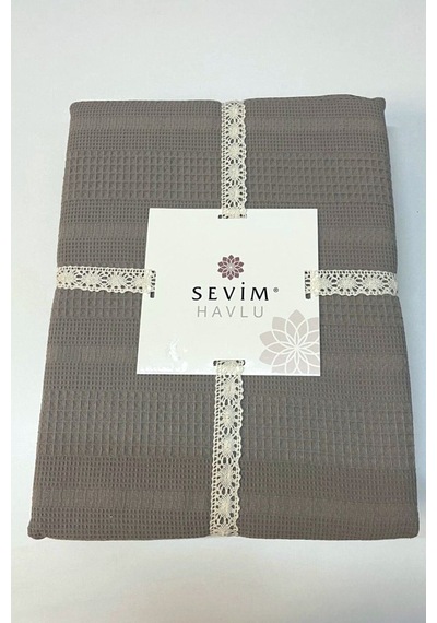Çift Kişilik Waffle Pike 210x230cm, %100 Pamuk, Petekli Pike Gri
