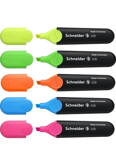 Schneider Fosforlu 150 Fosforlu Kalem Canlı Renkler Set 5'li Çok Renkli