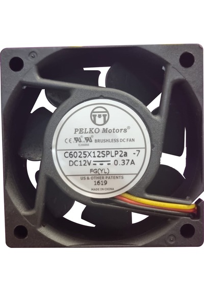 Pelko Motors 60x60x25mm C6025X12Splp2A-7 12V 0.37A 3 Kablo Kare Fan