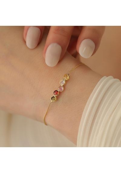 925 Ayar Gümüş Tiffany Taşlı Renkli Bileklik