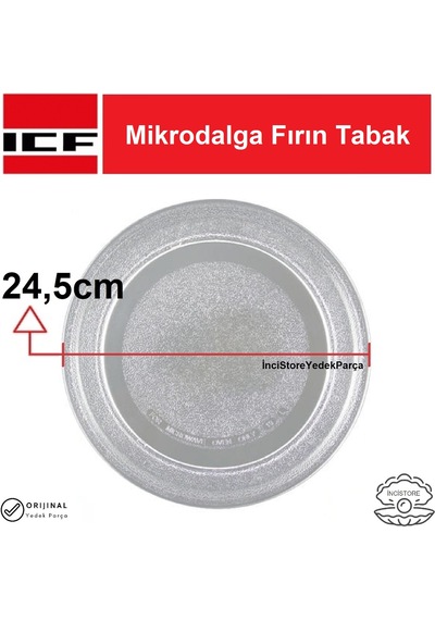 Icf Mikrodalga Fırın 24,5cm Tırnaksız Düz Taban Cam Tabak Tepsi