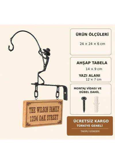 Kişiselleştirilebilir Tabelalı Fener Askısı ve Çiçek Askılığı WH004