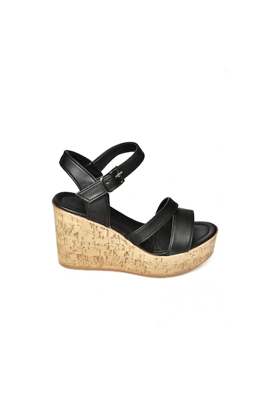 Fox Shoes S996061209 Siyah Dolgu Topuklu Kadın Ayakkabı