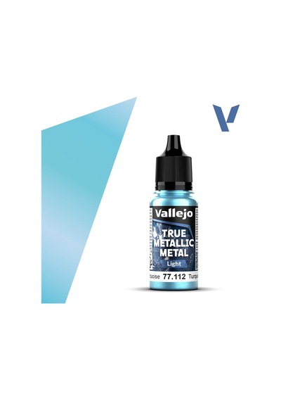 Vallejo 77112 18 Ml. Hydra Turquoise, Light, True Metallic Metal Tmm Serisi Model Boyası Renkli