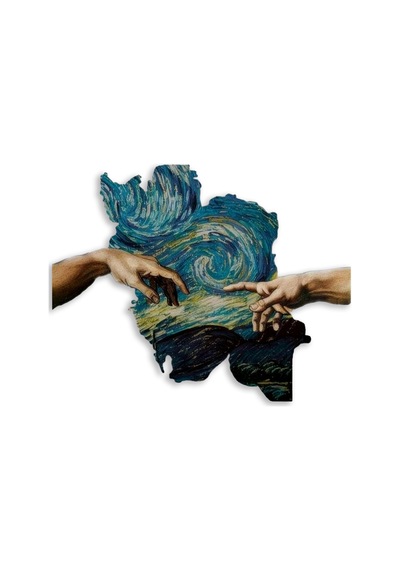 Yaratılış & Yıldızlı Gece - Metal Tablo - Dec0162 80 X 64 Cm Çok Renkli
