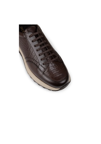 Deery Hakiki Deri Kahverengi Erkek Sneaker Ayakkabı - 01984Mkhve01 Kahverengi