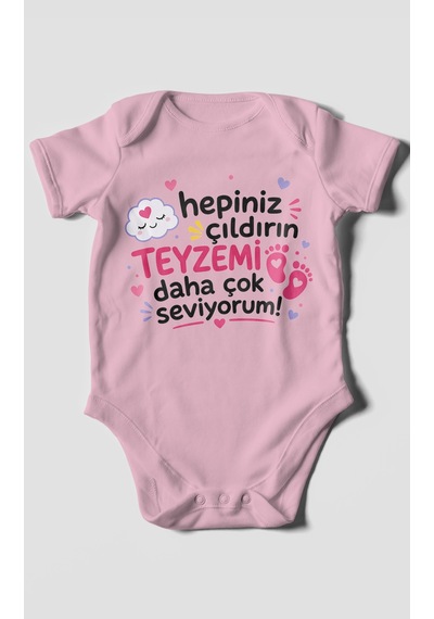 Morivokids Teyzeye Özel Kısa Kollu Bebek Body %100 Pamuk Zbn198-kk Koyu Pembe