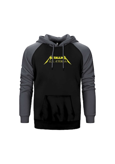 Metallica Lux Æterna Text Gri Renk Reglan Kol Kapşonlu Sweatshirt Gri