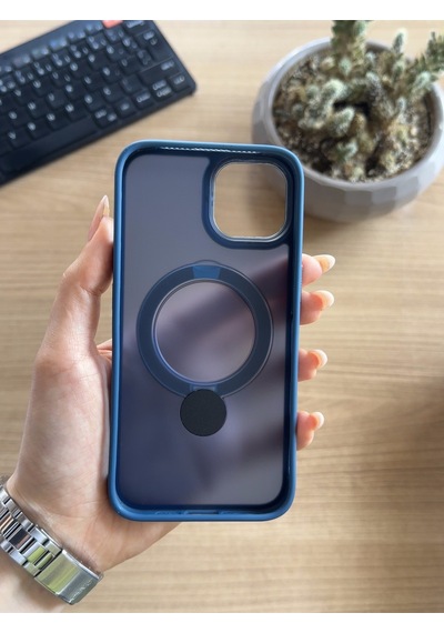 Apple Uyumlu iPhone 15 Standlı Ve Magsafe Kılıf Soocase622 Lacivert