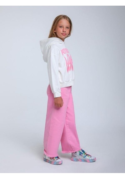 Kız Çocuk Kapüşonlu Love Yazılı Sweatshirt-14315 Beyaz