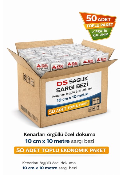 Sargı Bezi 10x10 Metre 50 Li Koli Kenarları Örgülü Özel Dokuma Toplu Paket