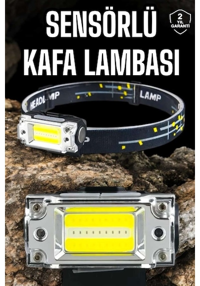 Kafa Lambası Kamp Feneri Balıkçı Feneri Başlıklı Suya Dayanıklı Siyah