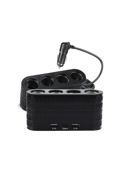 Araç İçi Güç Dağıtıcı 4 Çakmaklık 2 Usb 1 Type C Şarj Ünitesi Çok Renkli