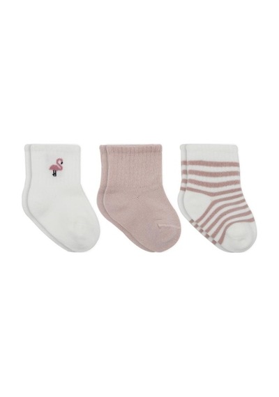 Akıllı Bayi Flamingo Girl 3'lü Penye Soket Çorap 10136 Gül Kurusu Renkli