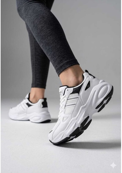 Mcdark Kadın Beyaz Siyah Sararmaz Taban Sneaker Ayakkabı