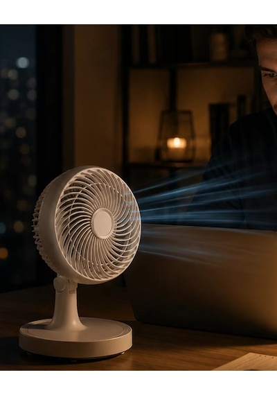 Masaüstü Mini Fan Sessiz Çalışan 2 Hızlı Otomatik Salınımlı Fan