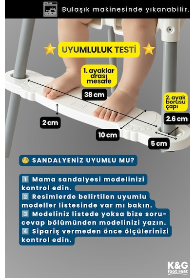 K&g Mama Sandalyesi Ayak Koyma Desteği İkea Antilop Uyumlu, Ayarlanabilir